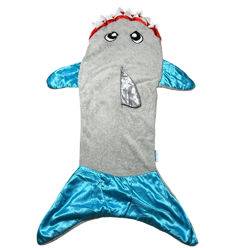 Snuggie Tails Gray Shark Wearable Blanket Kids Plush Fleece Sleep Sack